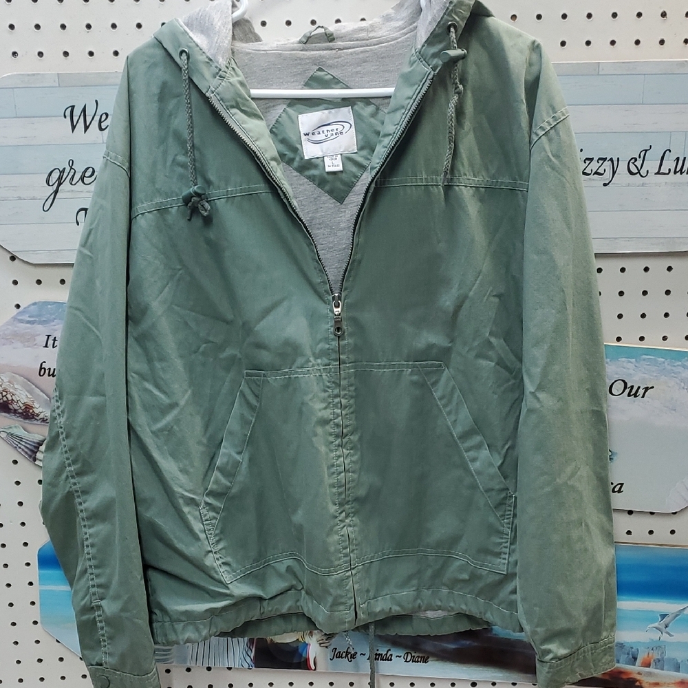Green Hooded Windbreaker Lightweight Jacket Beautiful